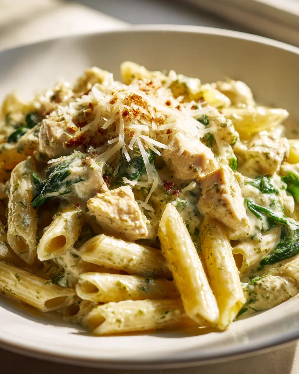 Creamy Pesto Chicken Pasta Bake - Easy Weeknight Meal