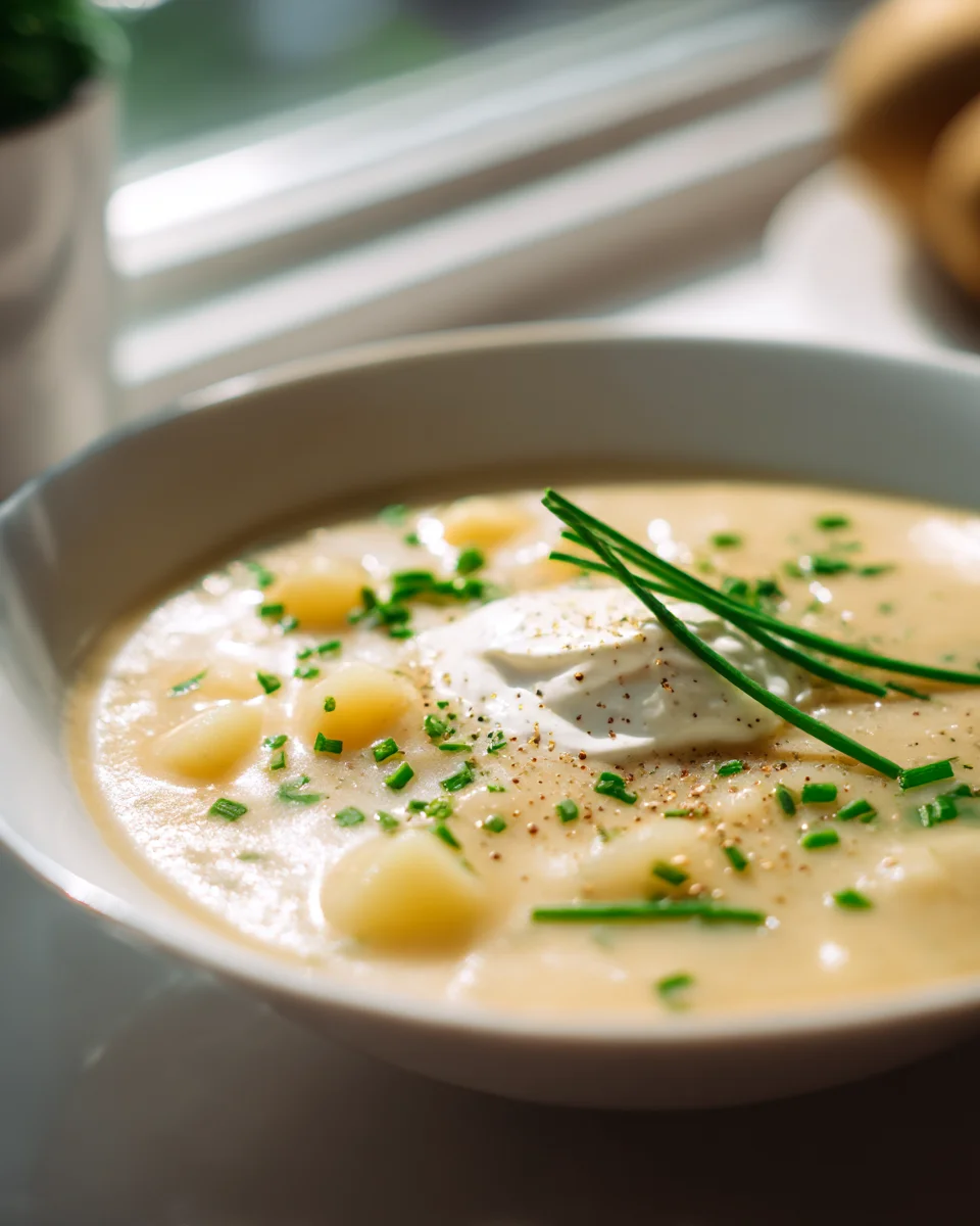 Creamy Baked Potato Soup with Sour Cream and Chives Recipe