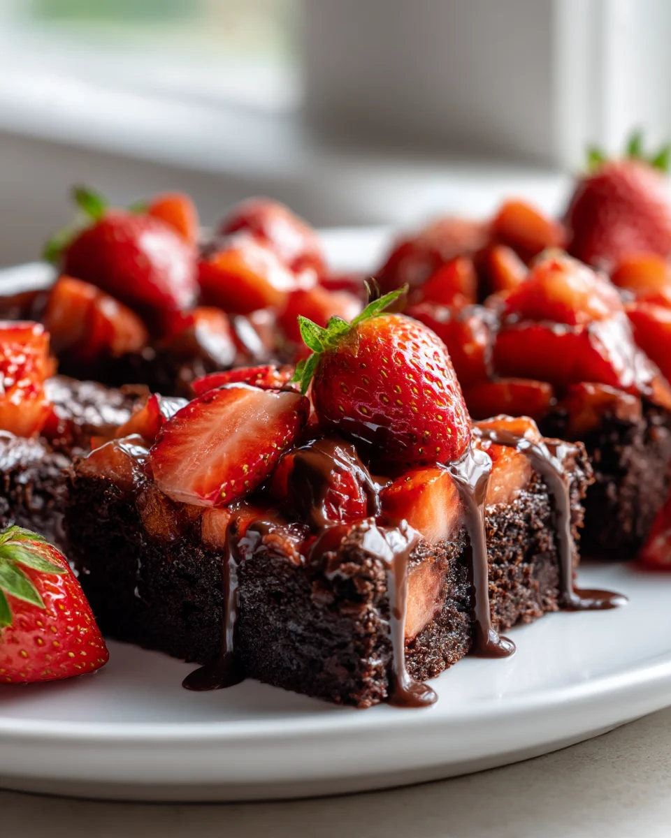 Best Chocolate Covered Strawberry Brownies Ever! Easy Recipe