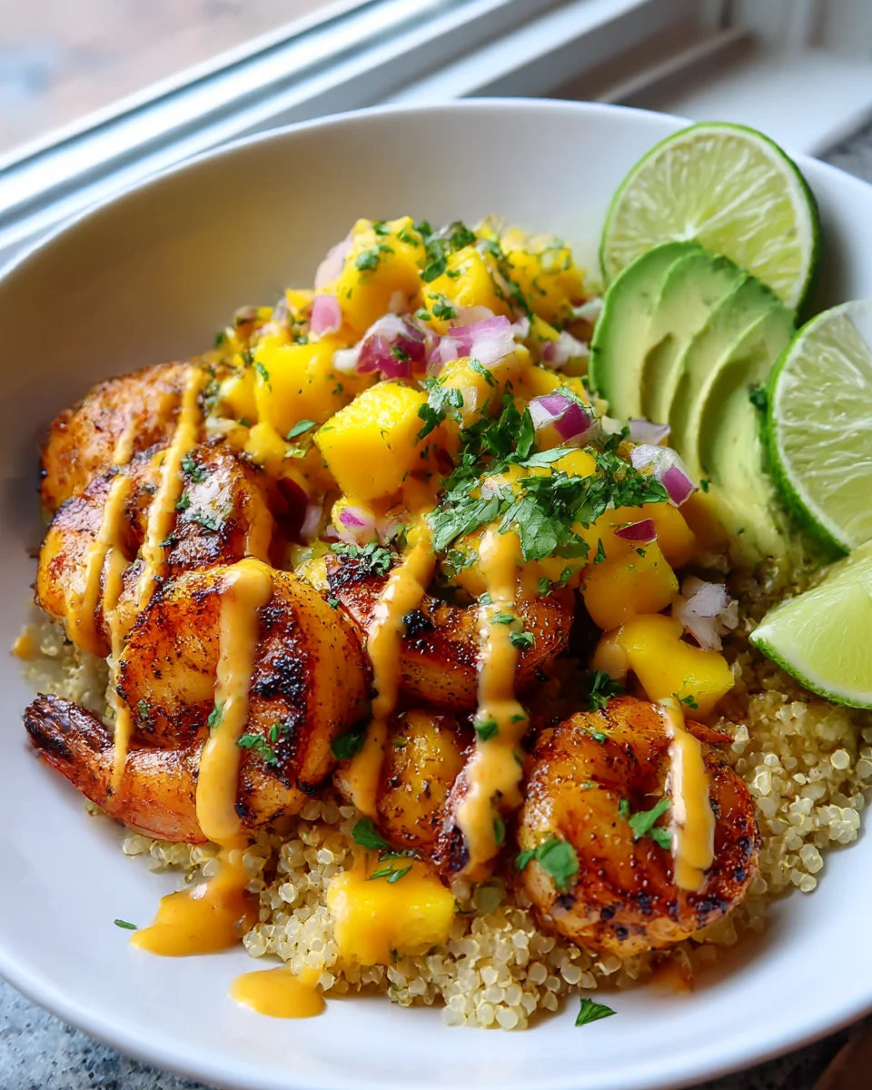 Shrimp Avocado Bowls: Tropical Mango Salsa & Lime Chili