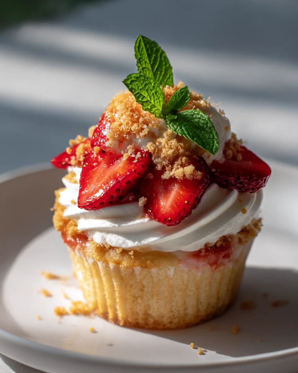 Best Strawberry Shortcake Crunch Spring Cupcakes Recipe