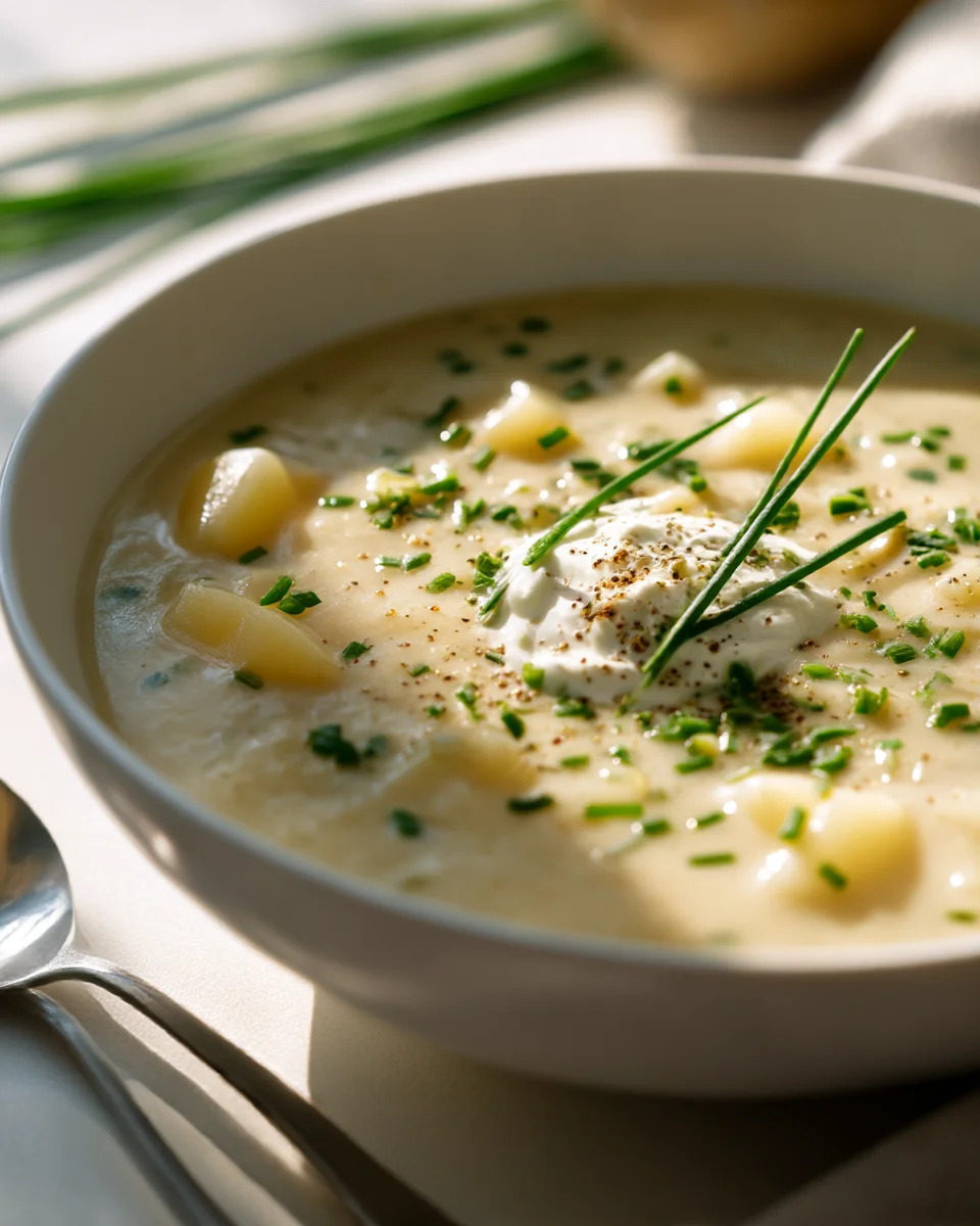 Creamy Baked Potato Soup with Sour Cream and Chives Recipe