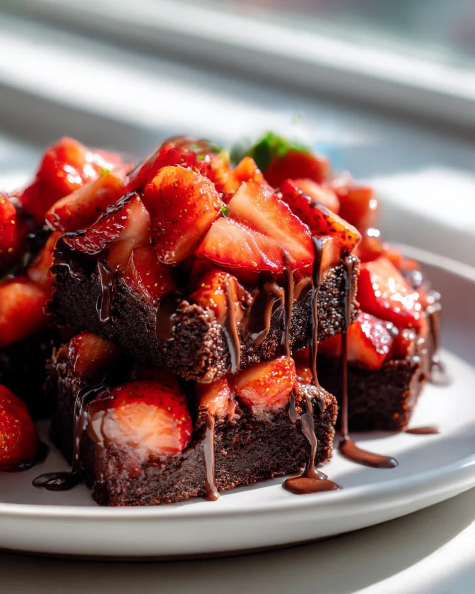 Best Chocolate Covered Strawberry Brownies Ever! Easy Recipe