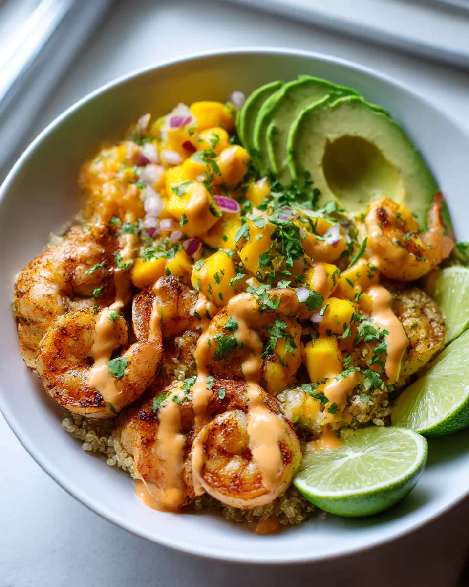 Shrimp Avocado Bowls: Tropical Mango Salsa & Lime Chili