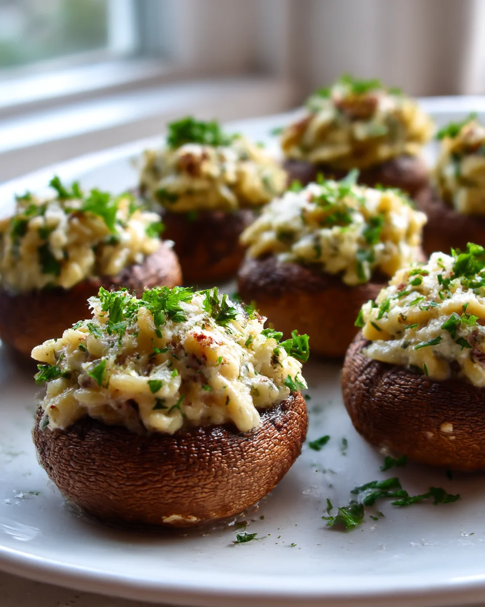 Parmesan Garlic Orzo Stuffed Mushrooms: Irresistible Appetizer!