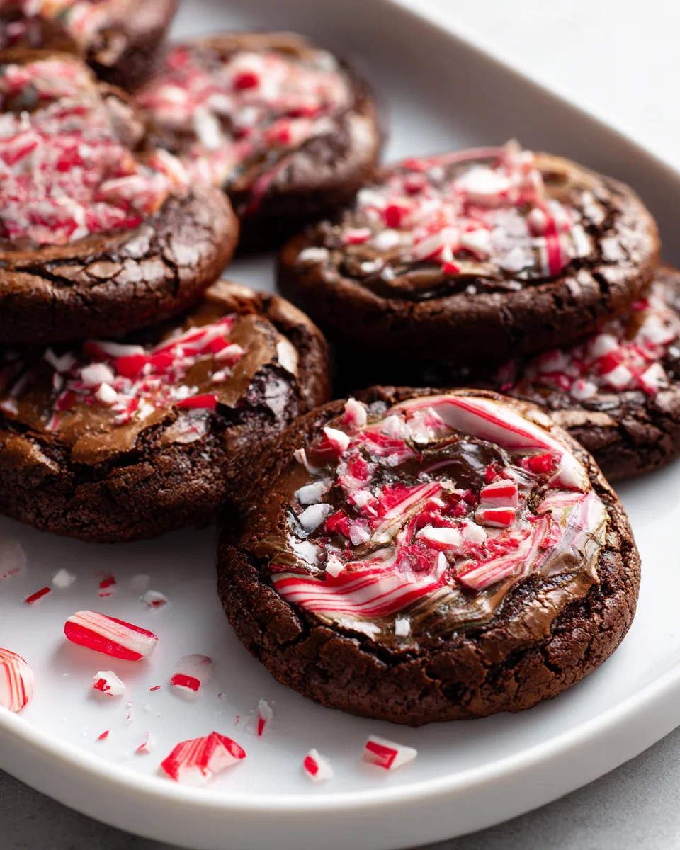 Decadent Fudgy Peppermint Swirl Brownie Cookies