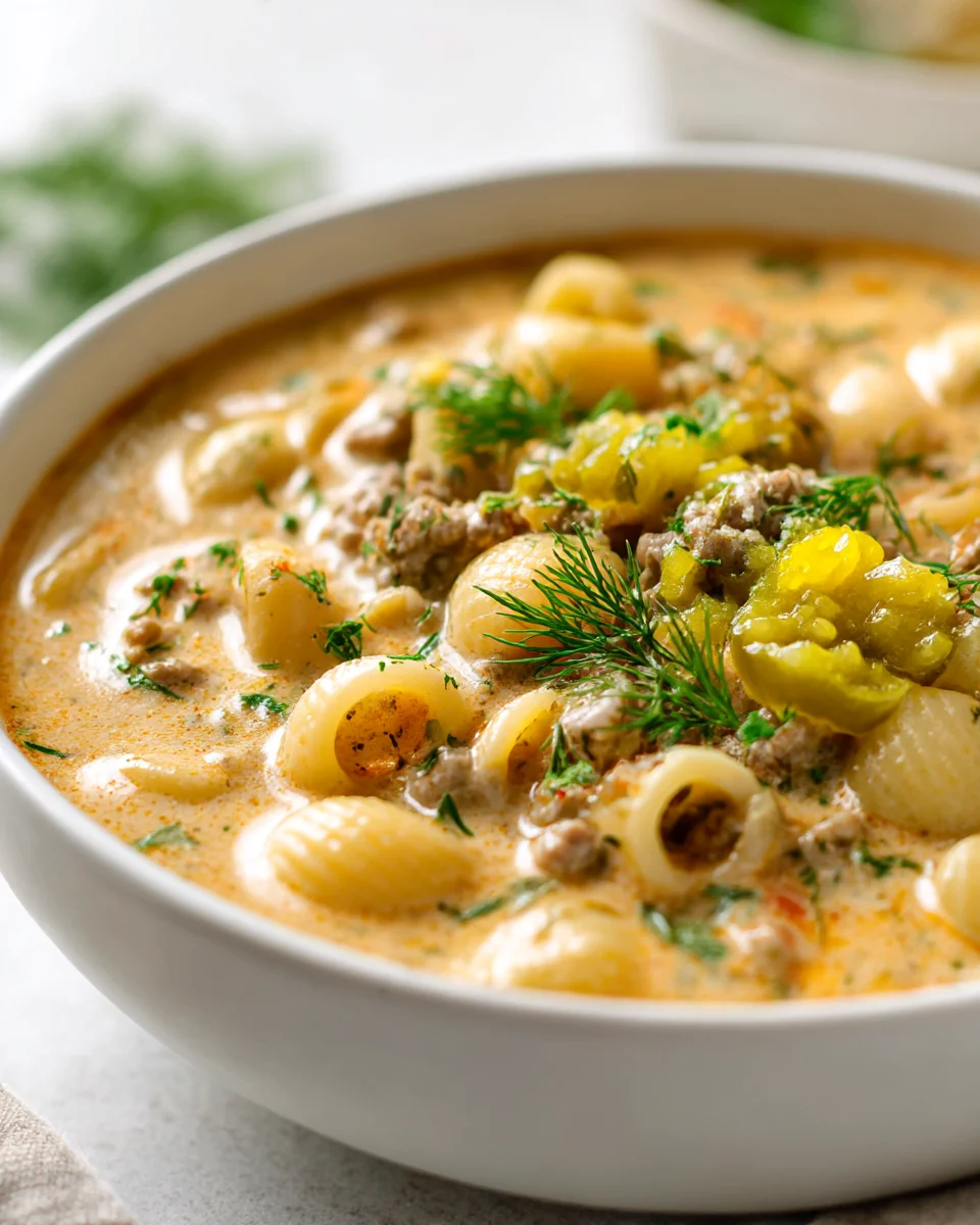 Cheeseburger Pasta Soup: Comfort Food with Pickle Relish