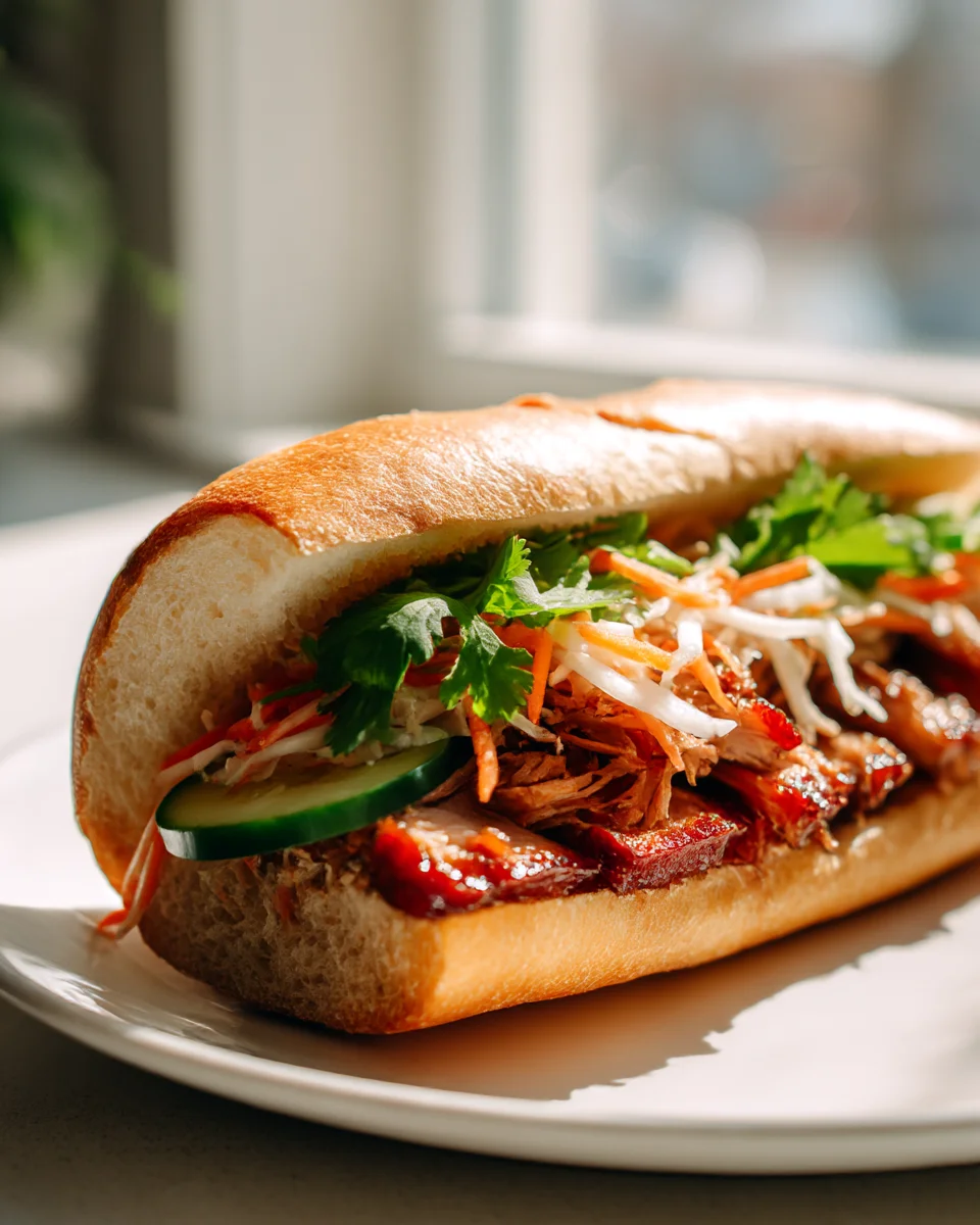 Best Char Siu Chicken Banh Mi Sandwich & Crunchy Slaw