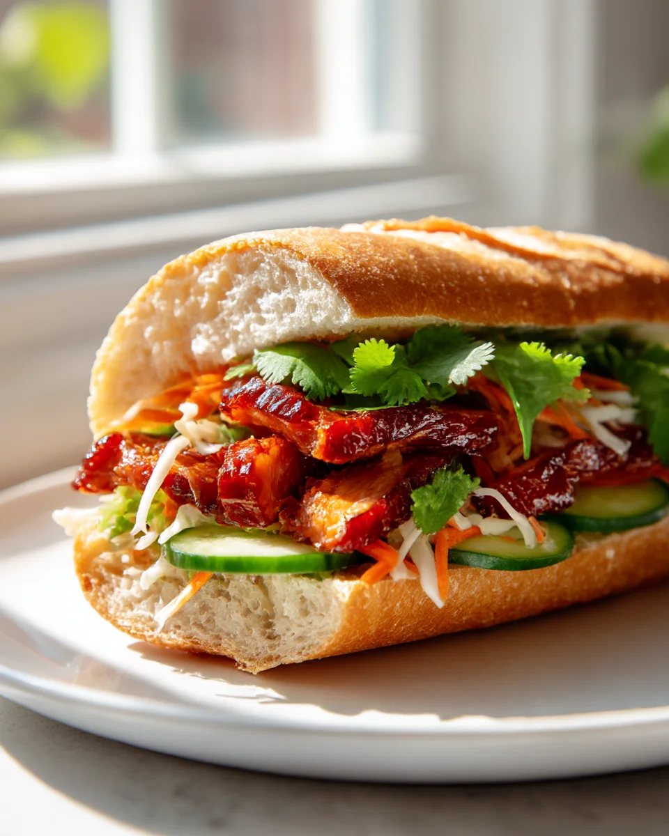 Best Char Siu Chicken Banh Mi Sandwich & Crunchy Slaw