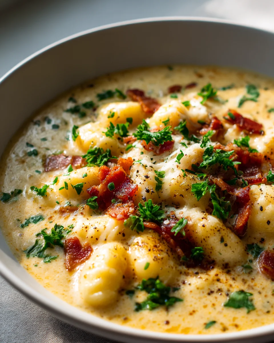 Ultimate Beef Bacon Cheddar Gnocchi Soup Recipe!