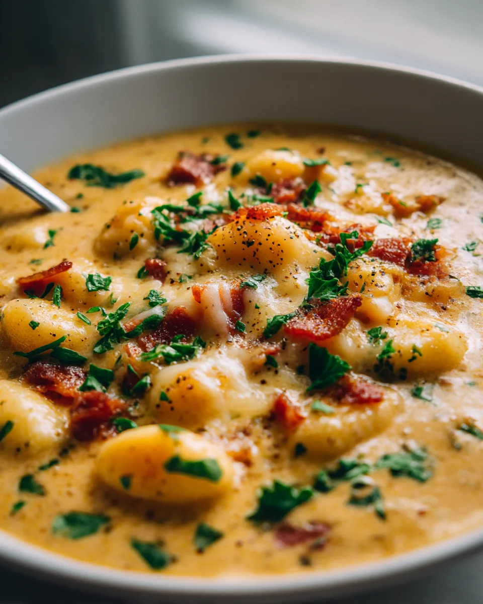 Ultimate Beef Bacon Cheddar Gnocchi Soup Recipe!