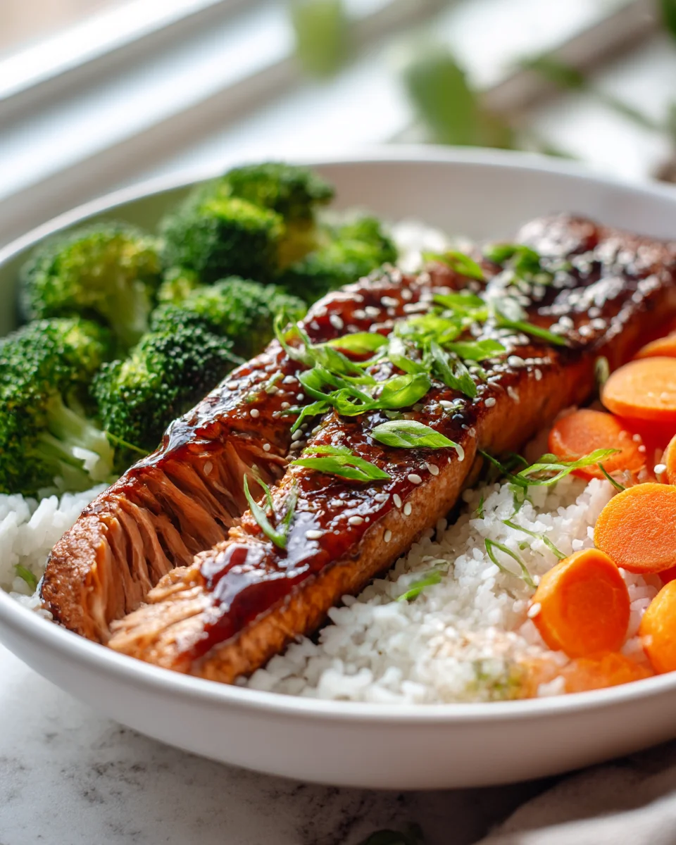 Quick & Easy Teriyaki Salmon Rice Bowls with Broccoli