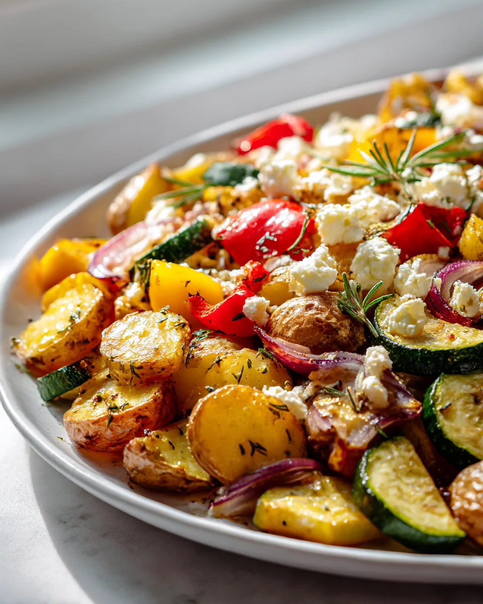 Easy Sheet Pan Potatoes, Feta & Roasted Veggies Dinner