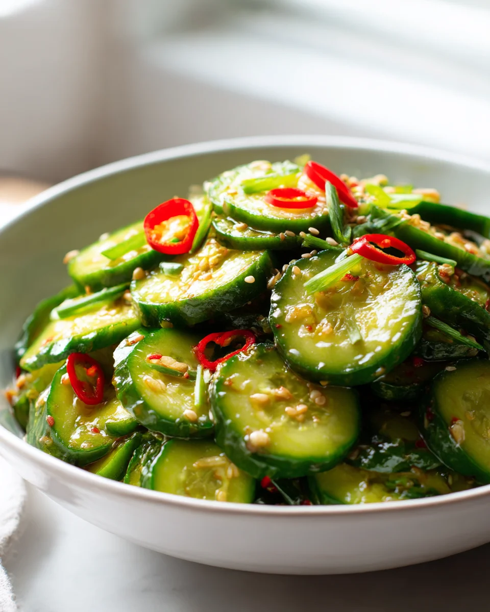 Quick Korean Cucumber Salad with Garlic & Chili Recipe