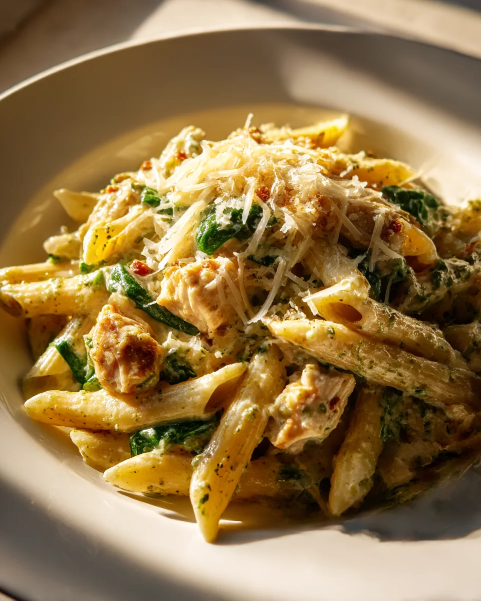 Creamy Pesto Chicken Pasta Bake - Easy Weeknight Meal