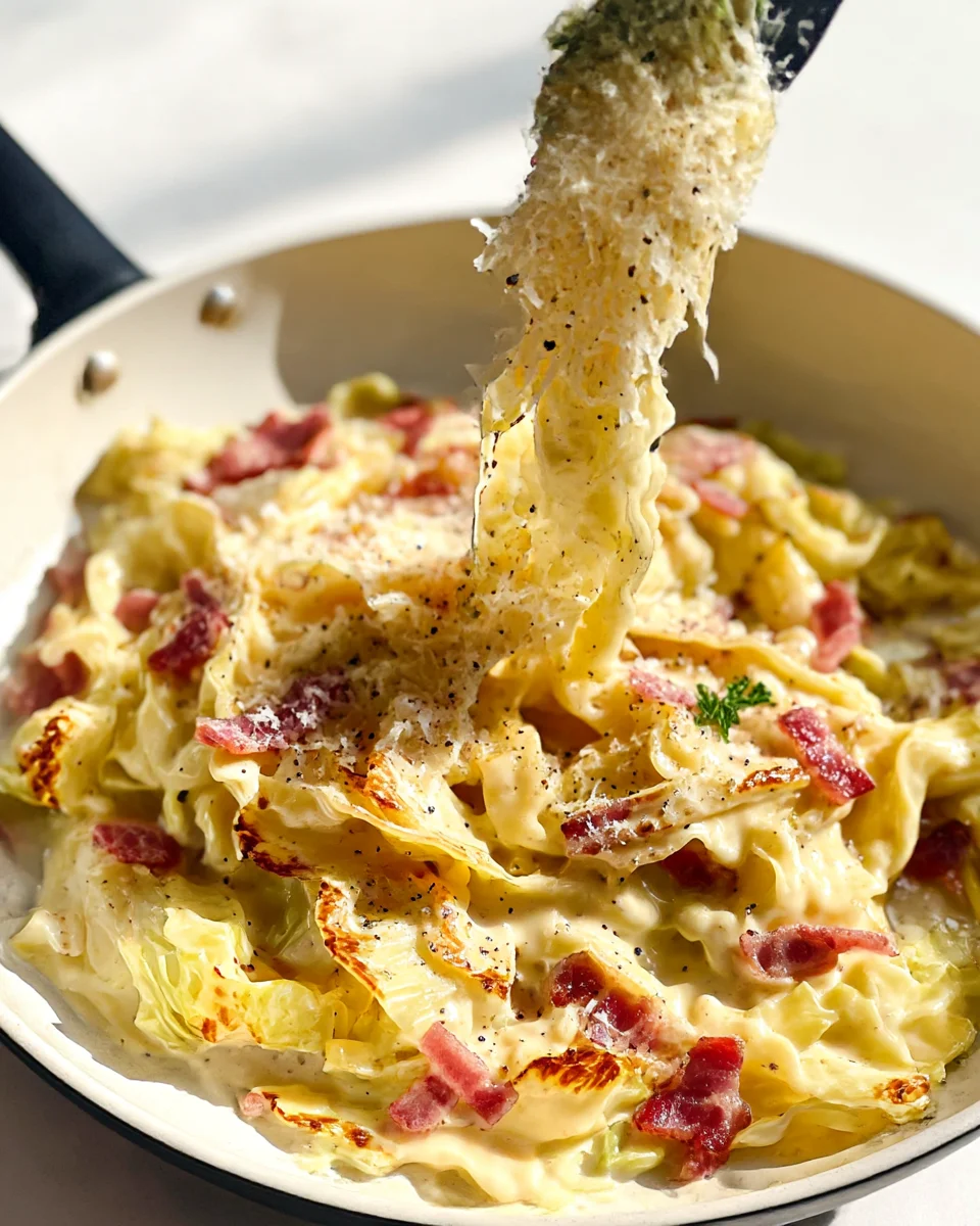 Delicious Cabbage Carbonara with Beef and Creamy Sauce Recipe