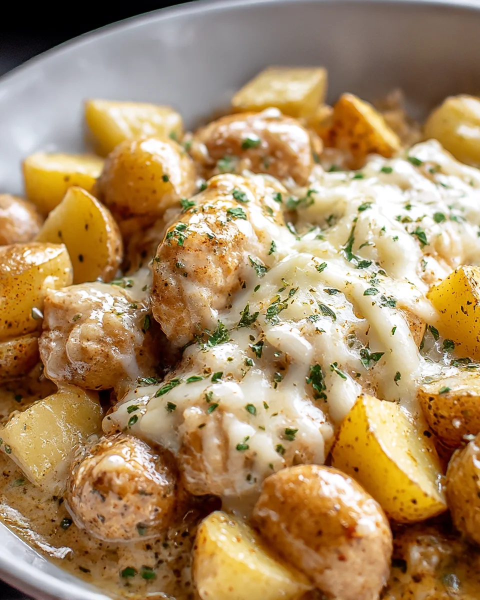 Slow Cooker Garlic Parmesan Chicken & Potatoes Recipe Delight