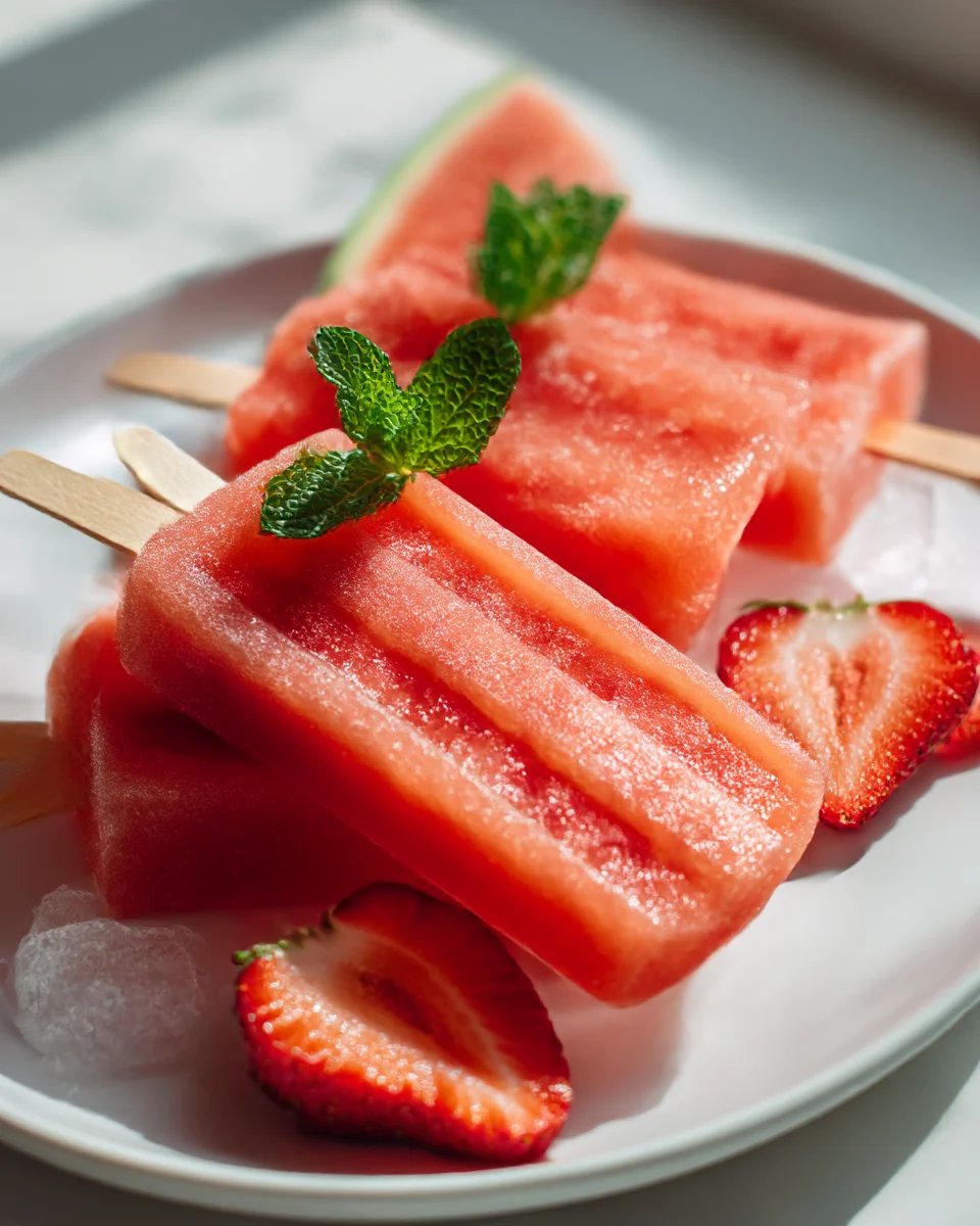 Watermelon Strawberry Fruit Popsicles