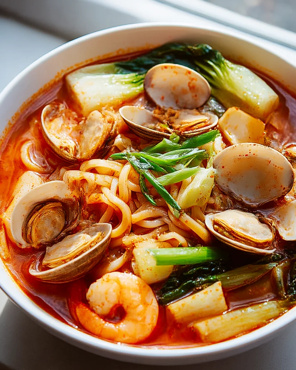 Delicious Jjamppong Korean Seafood Noodle Soup Recipe