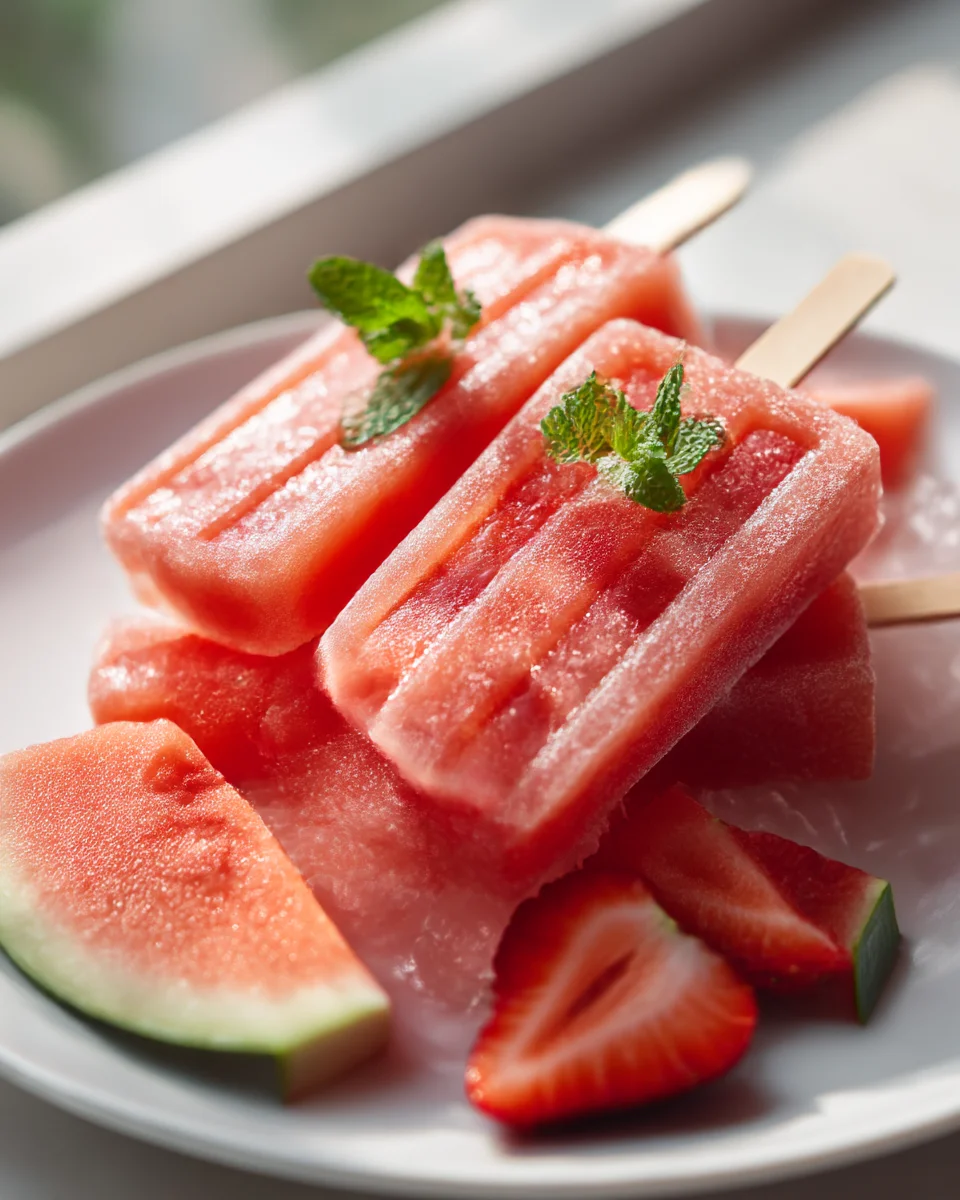 Watermelon Strawberry Fruit Popsicles