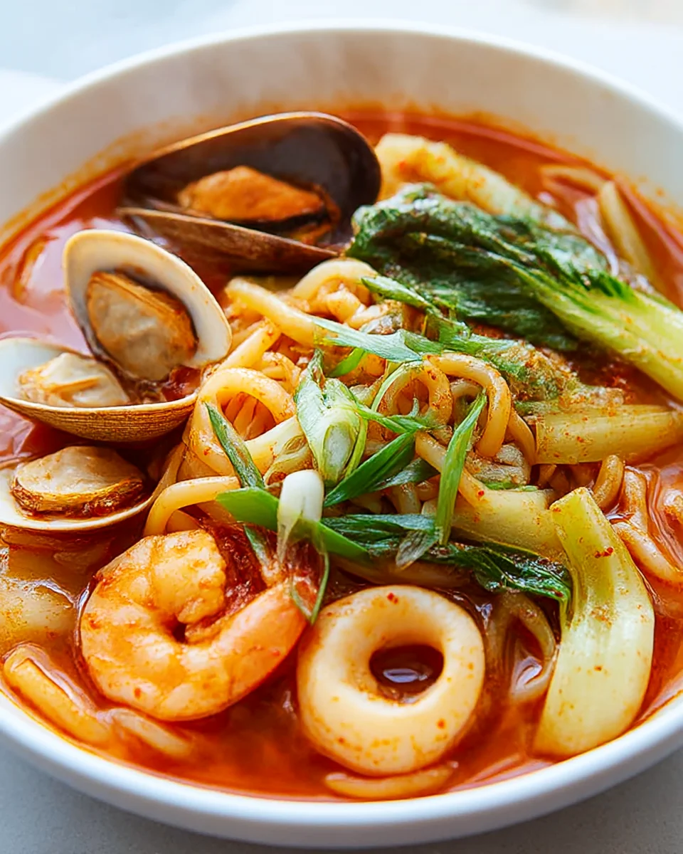 Delicious Jjamppong Korean Seafood Noodle Soup Recipe