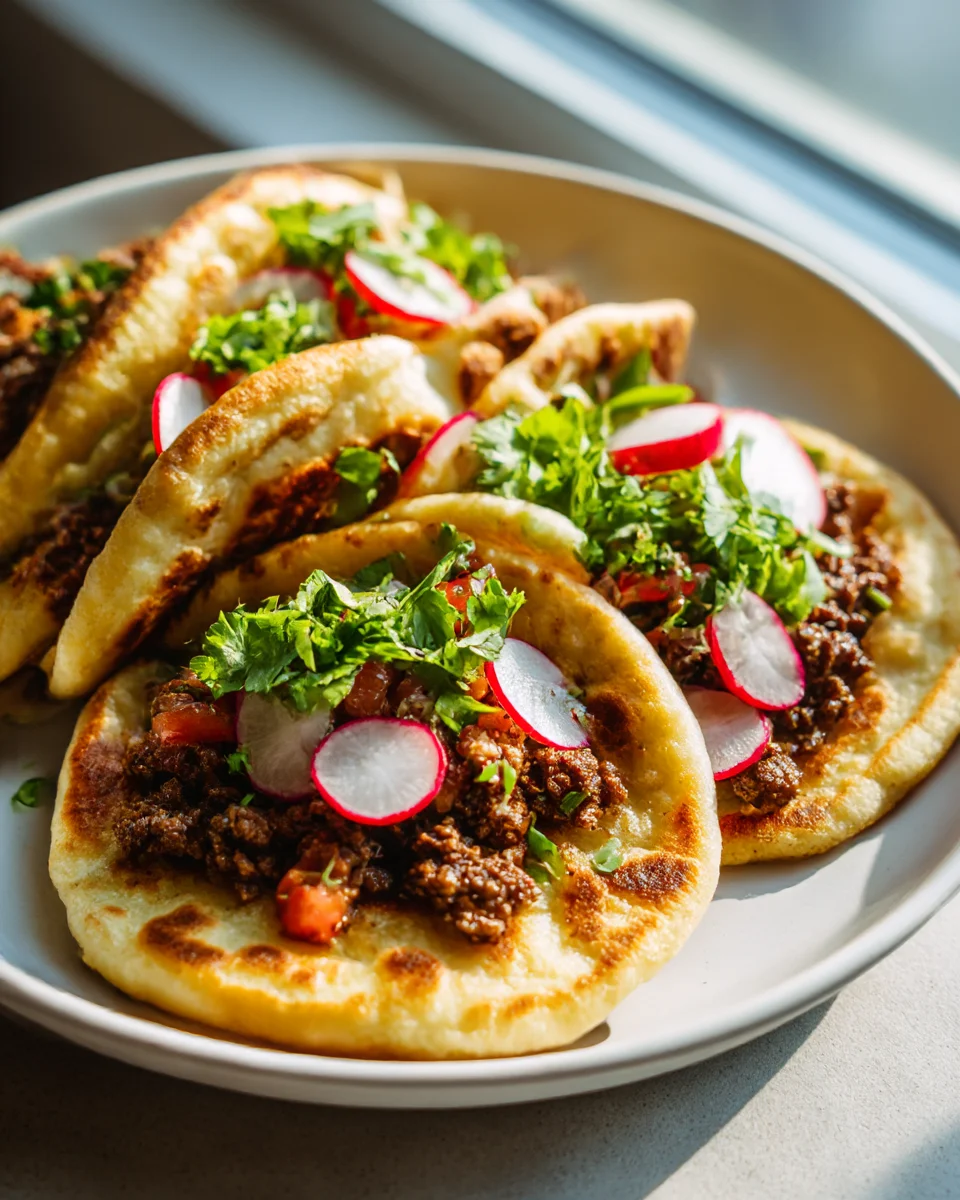 Cottage Cheese Flatbread Tacos with Spiced Beef