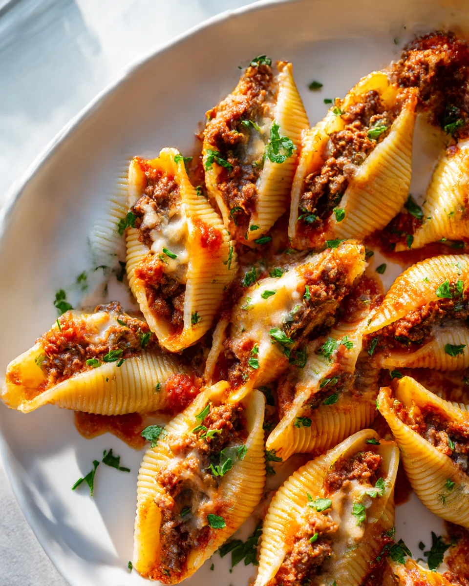 Beef Bacon Cheeseburger Stuffed Pasta Shells Recipe Delight