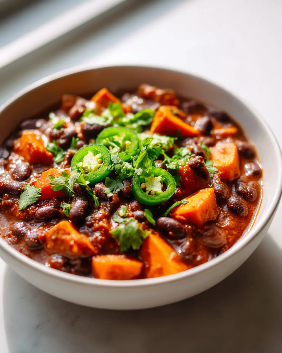 Slow Cooker Chili with Black Beans & Sweet Potatoes Recipe