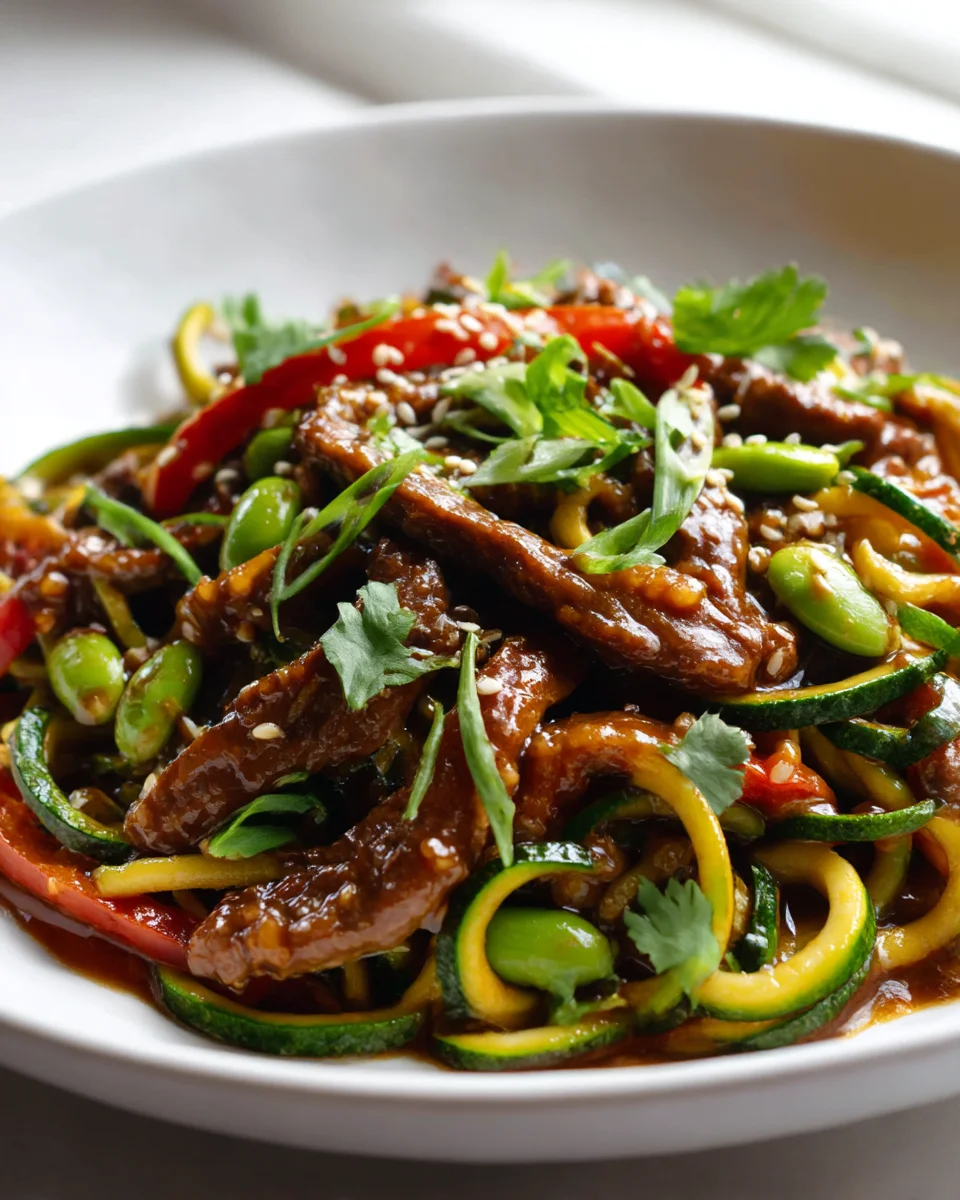 Low Carb Mongolian Beef Zoodle Stir Fry Recipe Delight