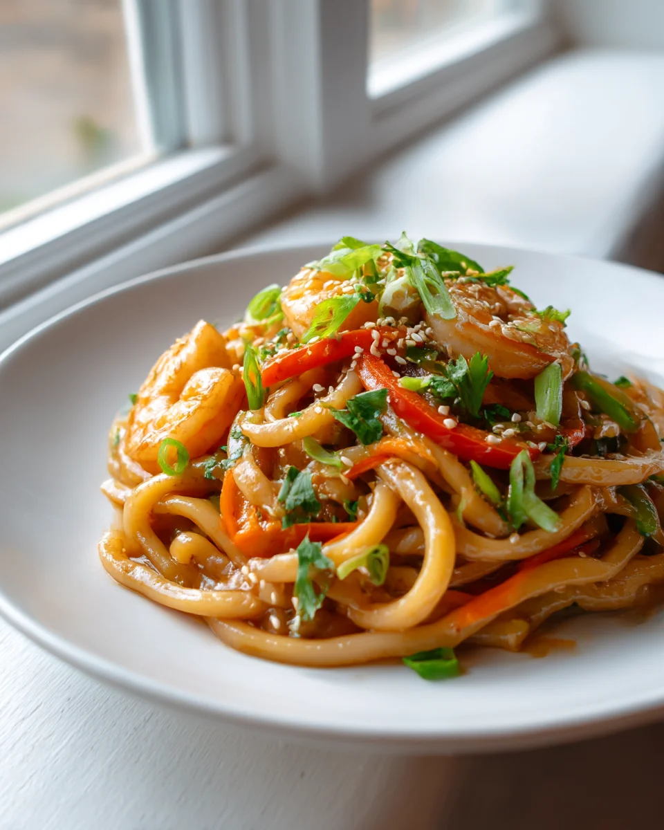 Savory Shrimp Yaki Udon Delight