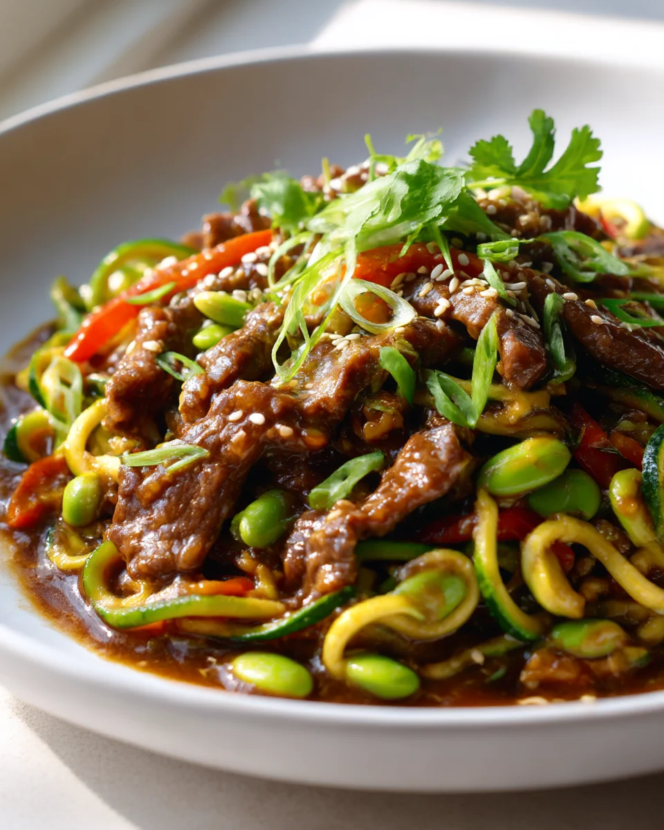 Low Carb Mongolian Beef Zoodle Stir Fry Recipe Delight