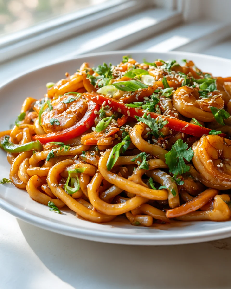 Savory Shrimp Yaki Udon Delight