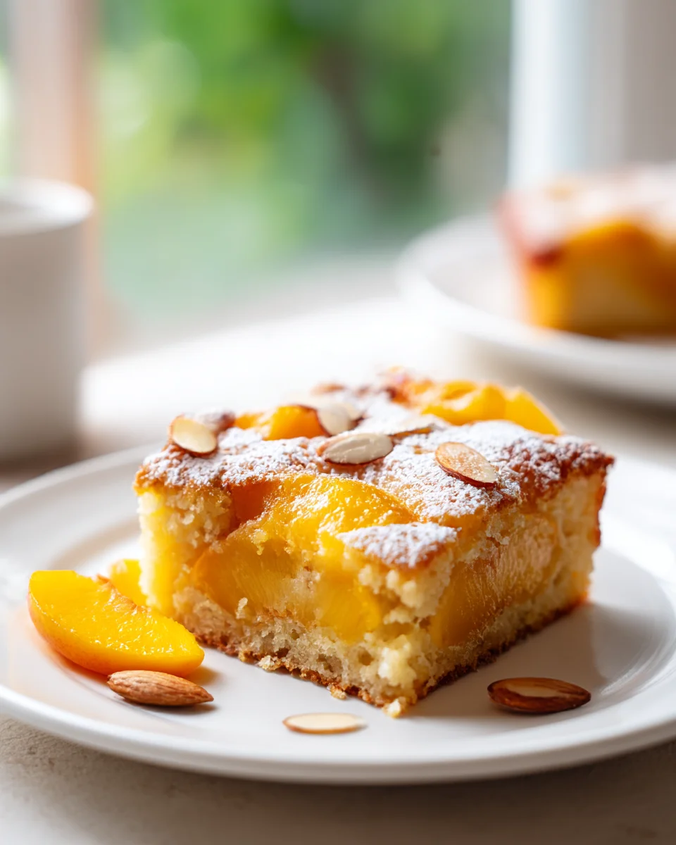 Delicious Peach and Almond Sheet Cake Recipe for Summer Delight