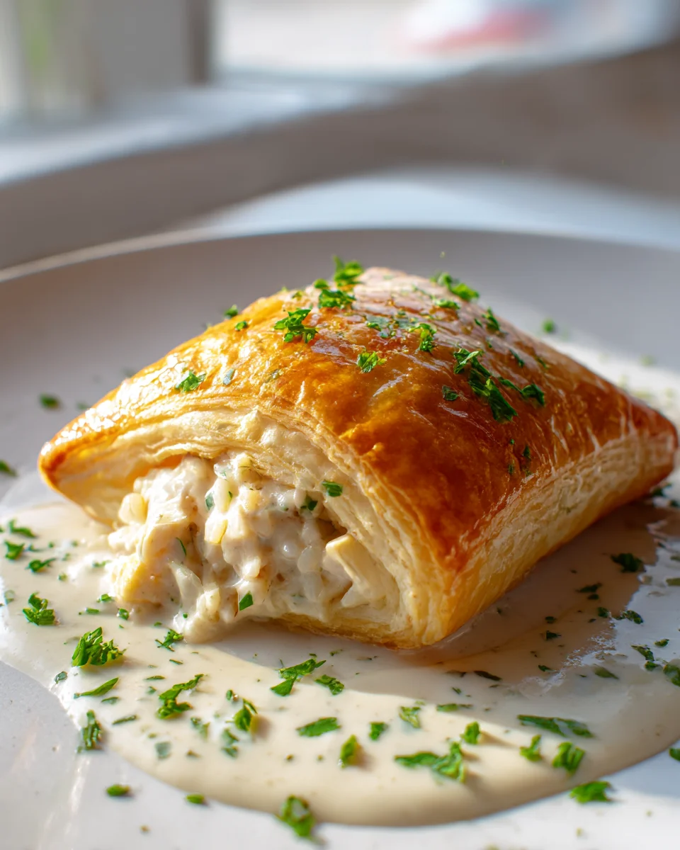 Creamy Chicken and Rice Puff Pastry Pockets