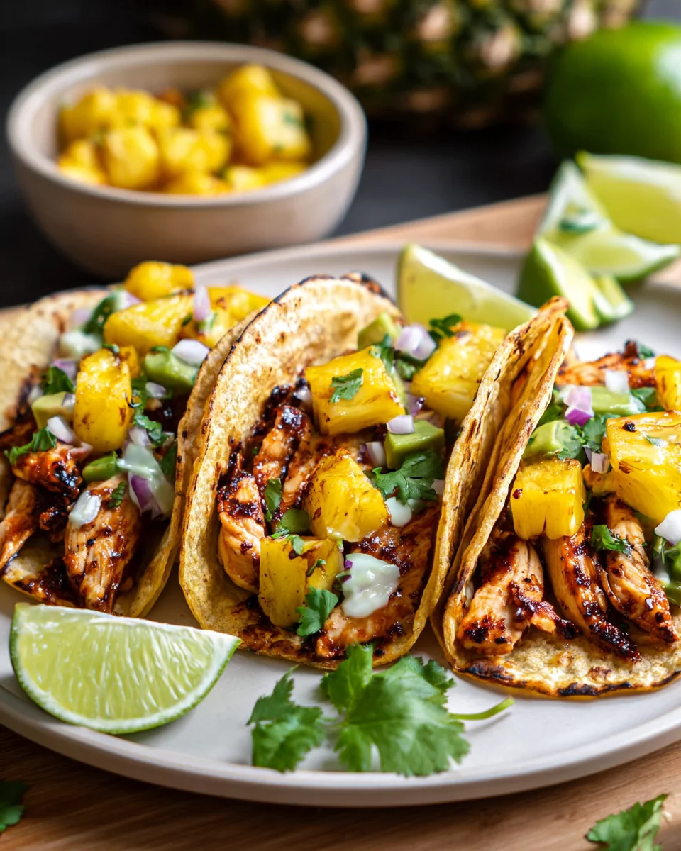 Spicy Chipotle Pineapple Chicken Tacos