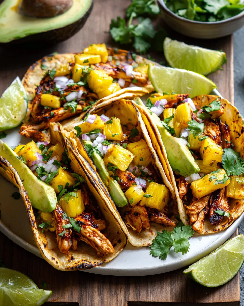 Spicy Chipotle Pineapple Chicken Tacos