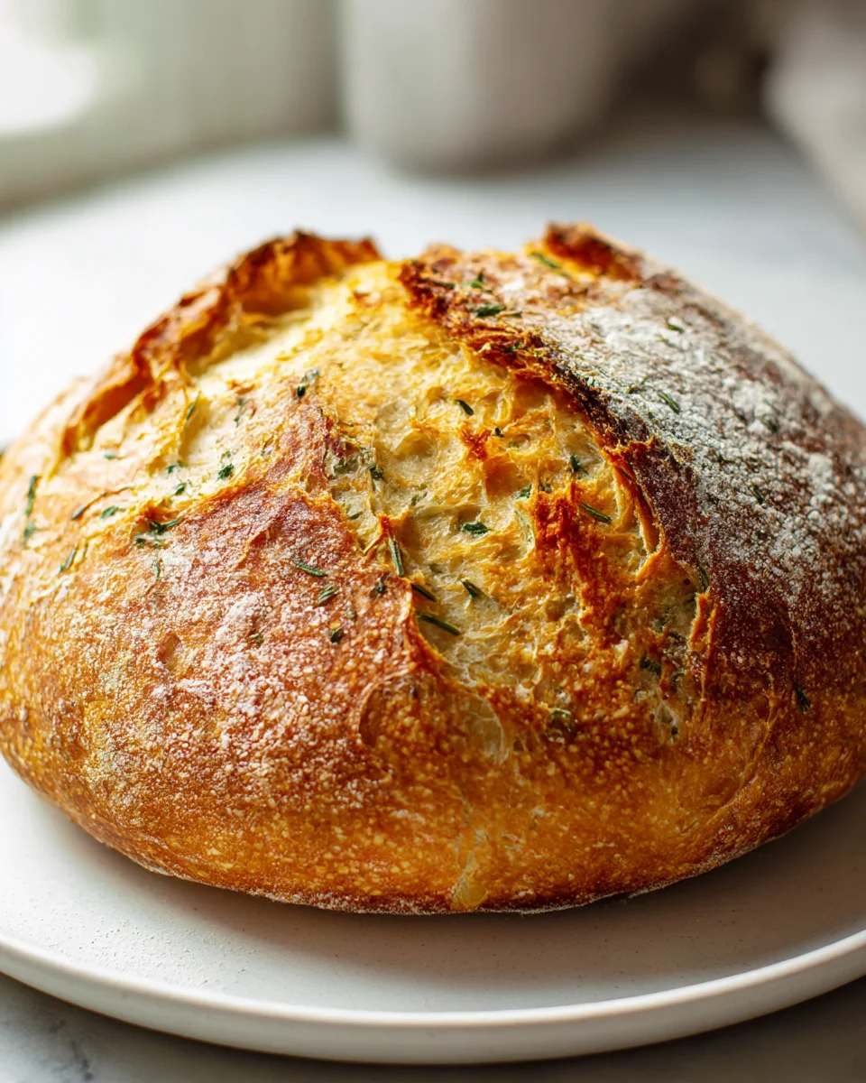 Garlic Herb Dutch Oven Bread: Easy, No-Knead Recipe!