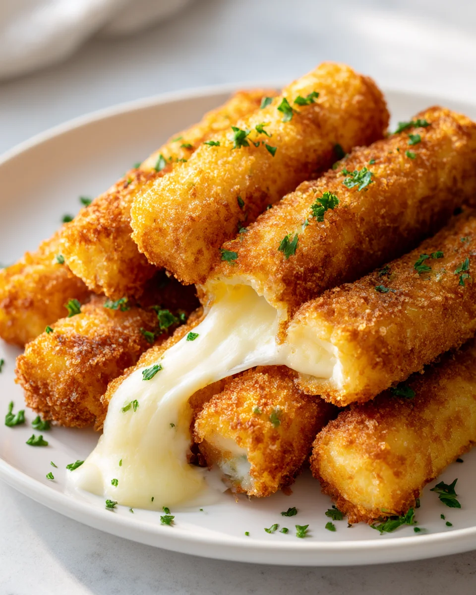 Crispy Mozzarella Potato Cheese Sticks with Ultimate Pull