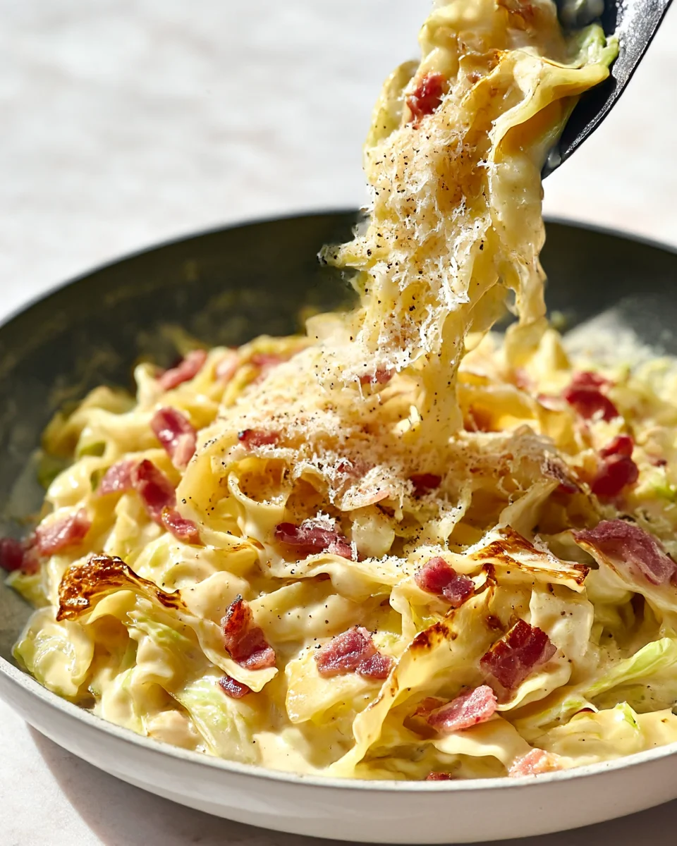 Delicious Cabbage Carbonara with Beef and Creamy Sauce Recipe