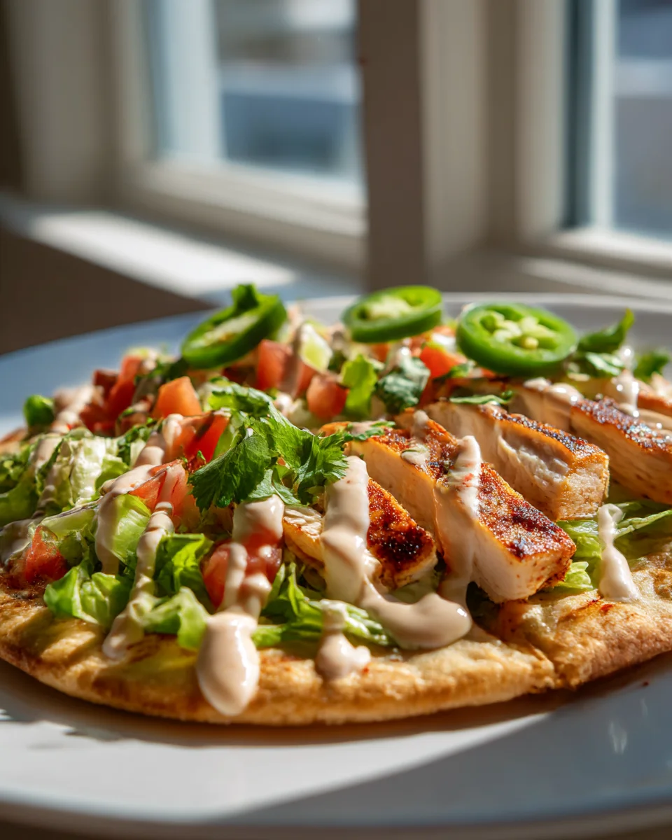 Spicy Chipotle Ranch Chicken Flatbread Delight