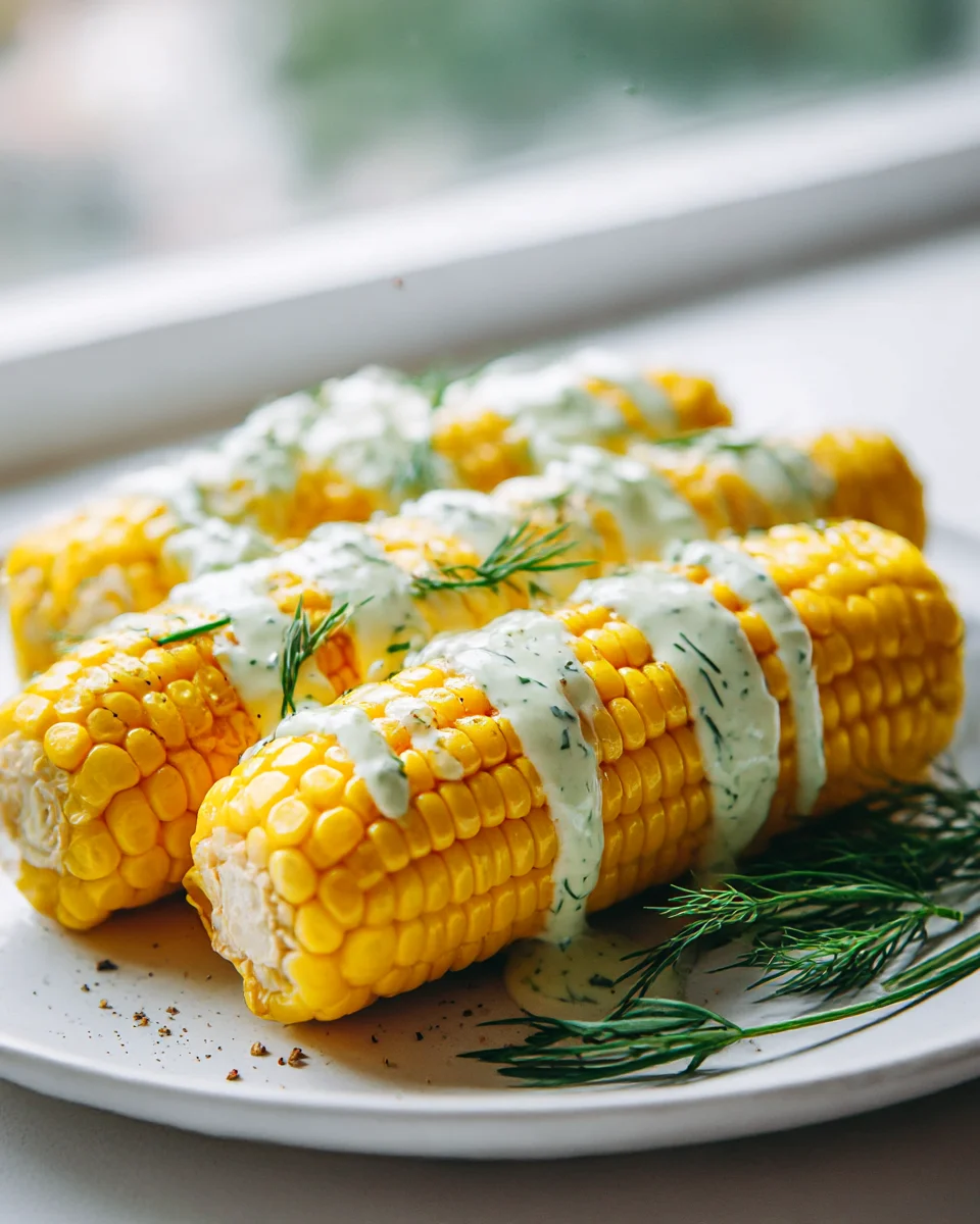 Savory Microwave Corn with Herbed Yogurt