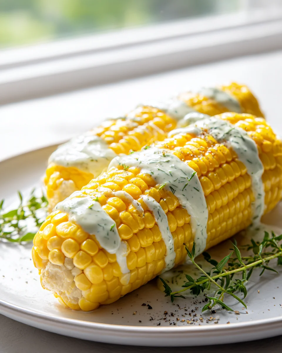 Savory Microwave Corn with Herbed Yogurt