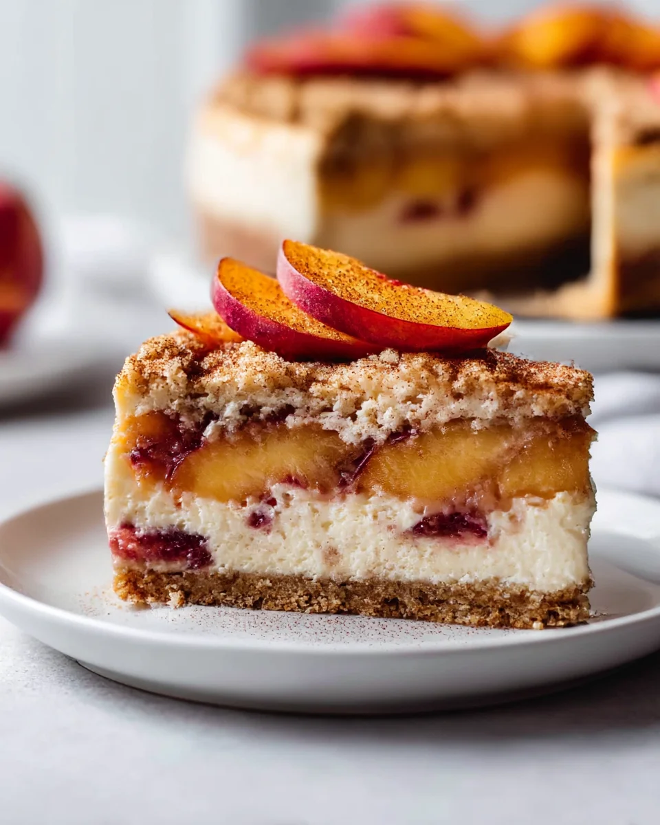 Luscious Peach Cobbler Cheesecake Delight
